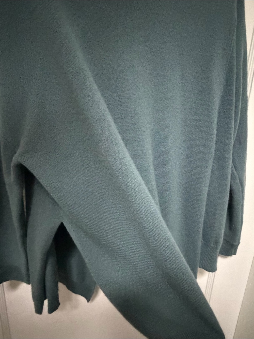 Inhabit Women’s Cashmere Asymmetrical Sweater in Teal - Picture 4 of 4